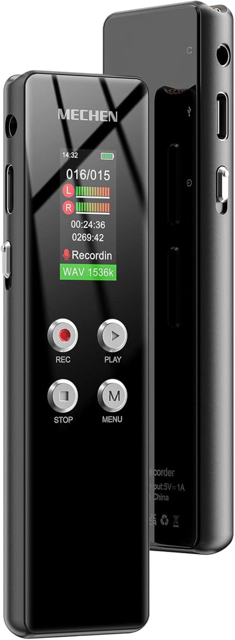 MECHEN V01, enregistreur vocal 64 Go avec enregistrement HD en un clic