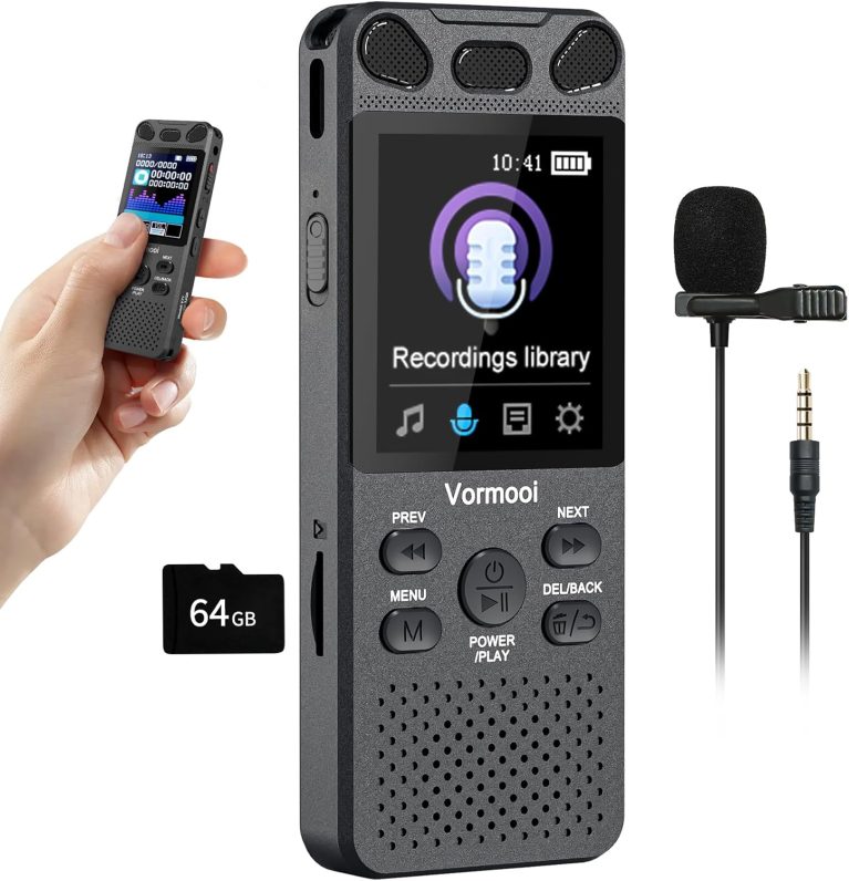Vormooi 110H, dictaphone 80 Go avec microphone externe et écran couleur