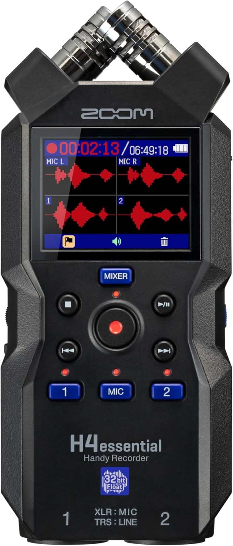 Zoom H4essential Enregistreur Portable 4 Pistes 32 Bits, Guide Vocal, Micro X/Y stéréo, 2 entrées XLR-Jack, Interface Audio USB, pour Musique, Podcast, cinéma, Sound Design ou Reportage